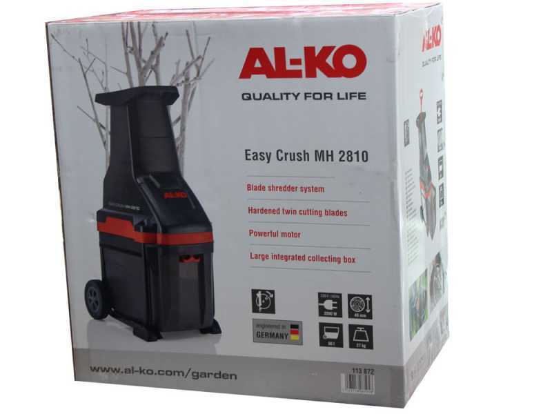 AL-KO Easy Crush MH 2810 - Biotrituradora el&eacute;ctrica - Cuchillas reversibles en acero - Di&aacute;metro max corte 40 mm
