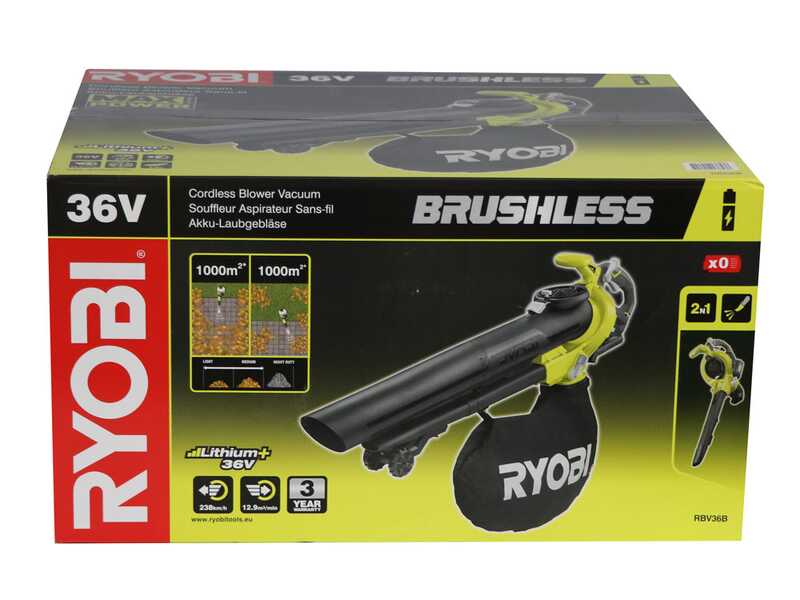 Soplador - Aspirador - Triturador de bater&iacute;a RYOBI RBV36B - 36V - BATER&Iacute;A Y CARGADOR NO EST&Aacute;N INCLUIDOS
