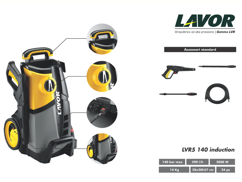 Hidrolimpiadora LAVOR LVR5 140 - Caudal M&aacute;x 6,50 l/min - 2000 W