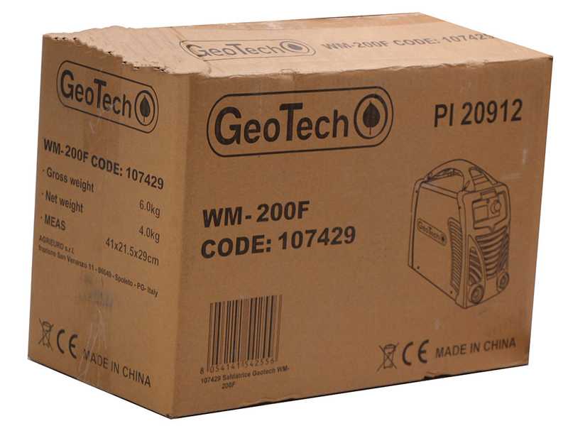 Soldadora inverter con electrodo de corriente continua GeoTech WM-200 F - 200A - con Kit MMA