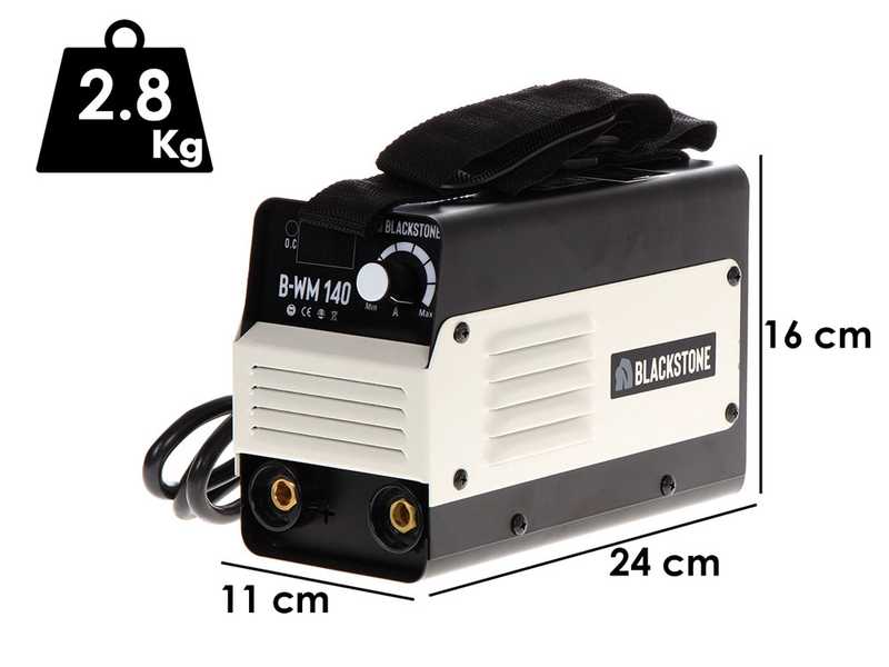 Soldadora inverter con electrodo de corriente continua Blackstone B-WM 140 - 140 A - con Kit MMA