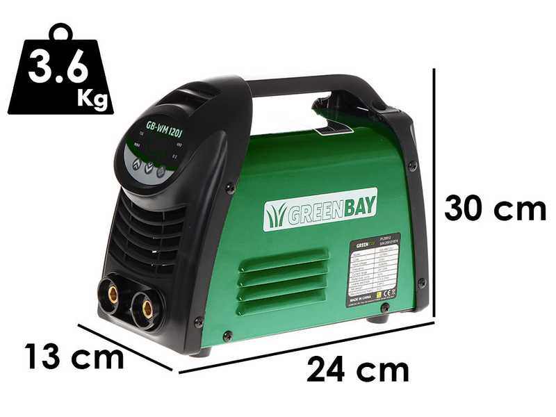 Soldadora inverter con electrodo de corriente continua GREENBAY GB-WM 120J - 120A - con Kit MMA
