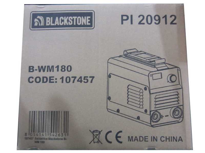Soldadora inverter con electrodo de corriente continua Blackstone B-WM 180 - 180 A - con Kit MMA