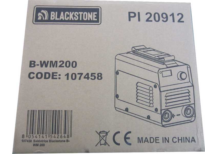 Soldadora inverter con electrodo de corriente continua Blackstone B-WM 200 - 200 A - con Kit MMA