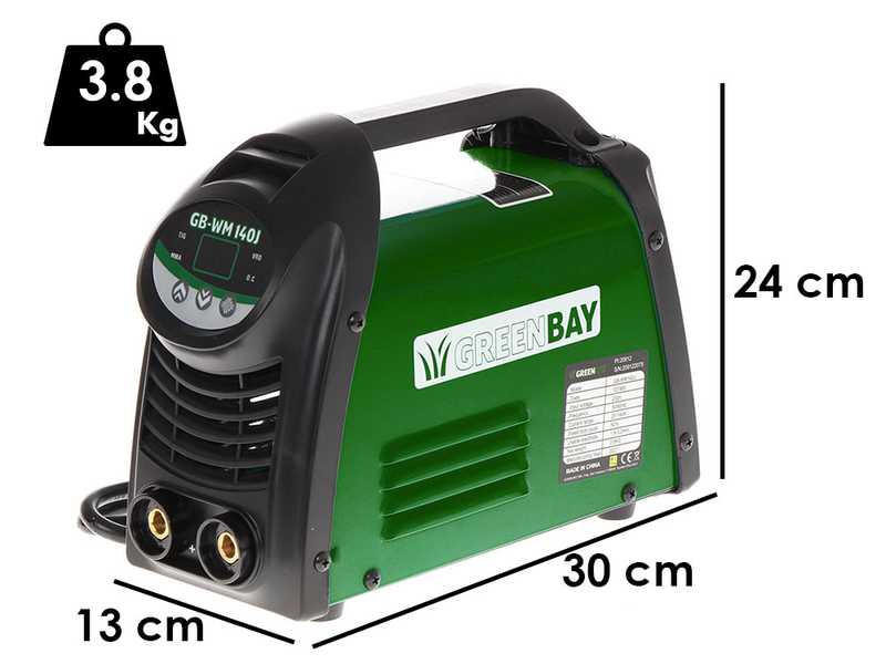 Soldadora inverter con electrodo de corriente continua GREENBAY GB-WM 140J - 140A - con Kit MMA