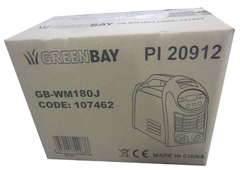 Soldadora inverter con electrodo de corriente continua GREENBAY GB-WM 180J - 180A - con Kit MMA