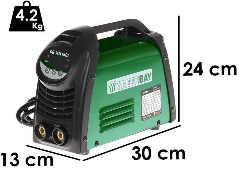 Soldadora inverter con electrodo de corriente continua GREENBAY GB-WM 180J - 180A - con Kit MMA
