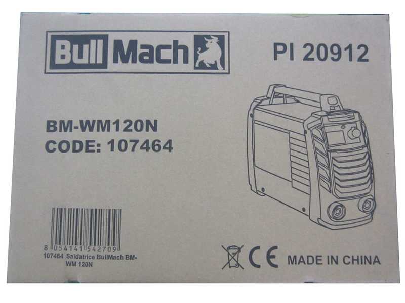 Soldadora inverter con electrodo de corriente continua BullMach BM-WM 140N - 140A - con Kit MMA