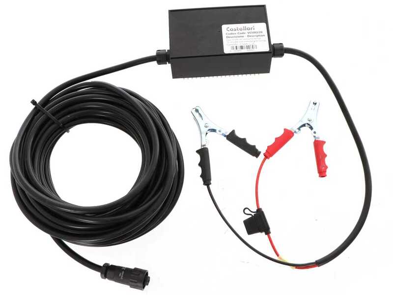 Castellari Vertigo Carbon C 30V- Vareador de aceitunas el&eacute;ctrico de bater&iacute;a tipo autom&oacute;vil con cable incluido - P&eacute;rtiga telesc&oacute;pica en carbono - 190/240 cm