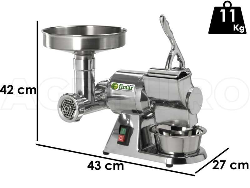 Fimar TR8D - Picadora de carne el&eacute;ctrica - Rallador integrado - grupo de trituraci&oacute;n de aluminio - 230V
