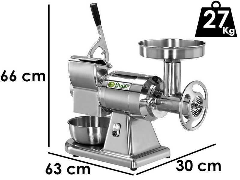 Fimar TC22AT - Picadora de carne el&eacute;ctrica - Con rallador integrado- Grupo trituraci&oacute;n en aluminio - 400V