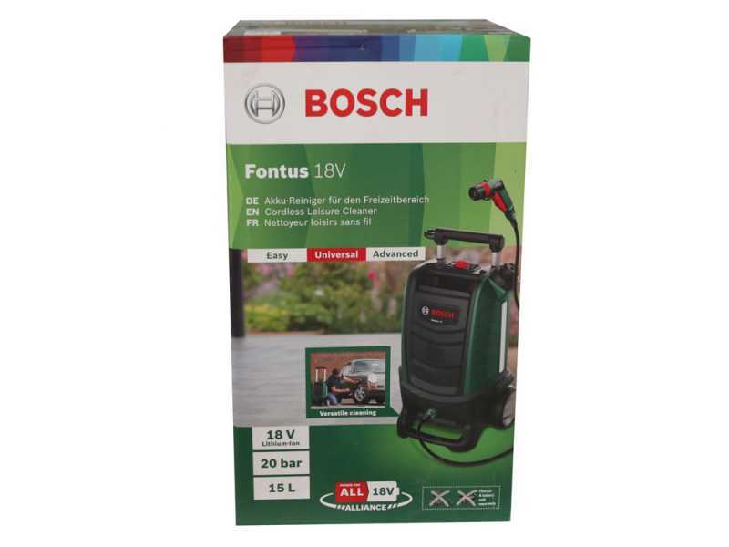 Hidrolimpiadora de bater&iacute;a BOSCH Fontus GEN 2 - 20 bar - compacta - dep&oacute;sito 15 l - 18V - SIN BATER&Iacute;A NI CARGADOR