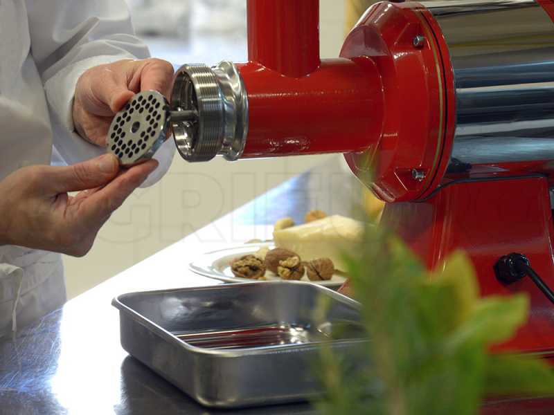 Fama TG12 Retr&ograve; - Picadora de carne el&eacute;ctrica - Con rallador integrado - Grupo trituraci&oacute;n en inox - 230V 
