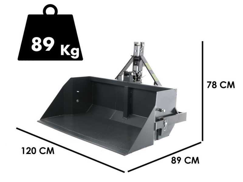 Pala trasera para tractor BlackStone B-PAL 120 - de 120 cm - Capacidad 400 Kg