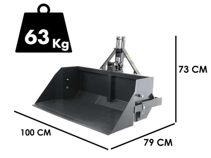BlackStone B-PAL 100 - Pala trasera para tractor - de 100 cm - Capacidad 400 Kg