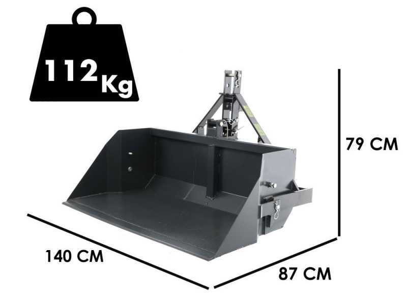BlackStone B-PAL 140 - Pala trasera para tractor - de 140 cm - Capacidad 400 Kg