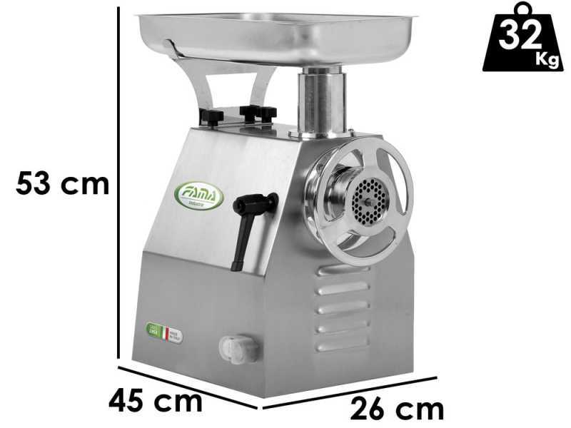 Fama TI22R - Picadora de carne el&eacute;ctrica - Cuerpo en Inox - Unidad de triturado en hierro fundido - 230V
