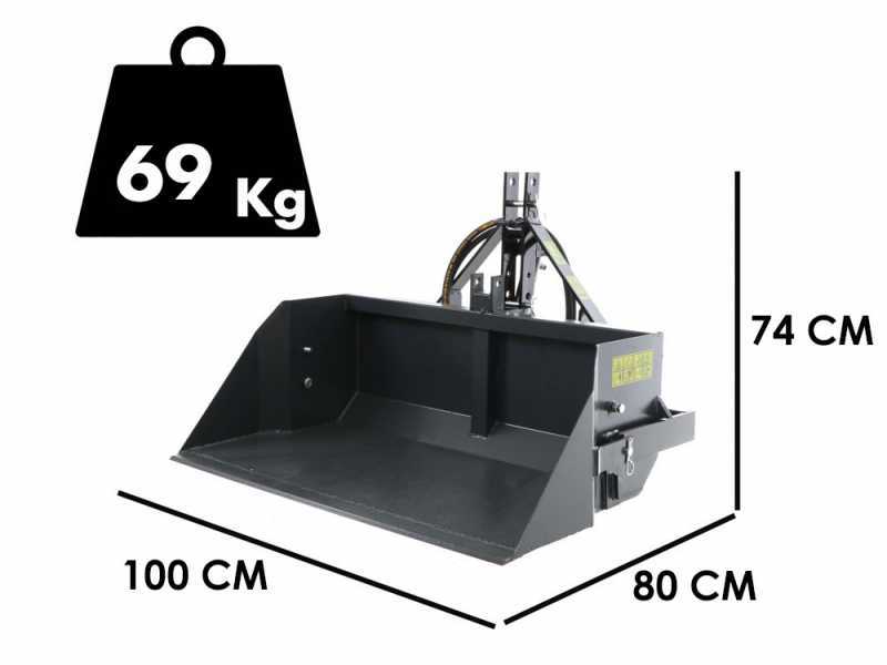 Pala trasera hidr&aacute;ulica para tractor BlackStone B-PAL H 100 - de 100 cm - Capacidad 400 Kg