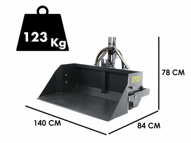 BlackStone B-PAL H 140 - Pala trasera hidr&aacute;ulica para tractor - de 140 cm - Capacidad 400 Kg