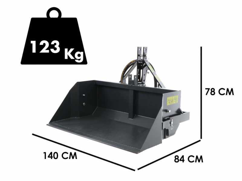 Pala trasera hidr&aacute;ulica para tractor BlackStone B-PAL H 140 - de 140 cm - Capacidad 400 Kg