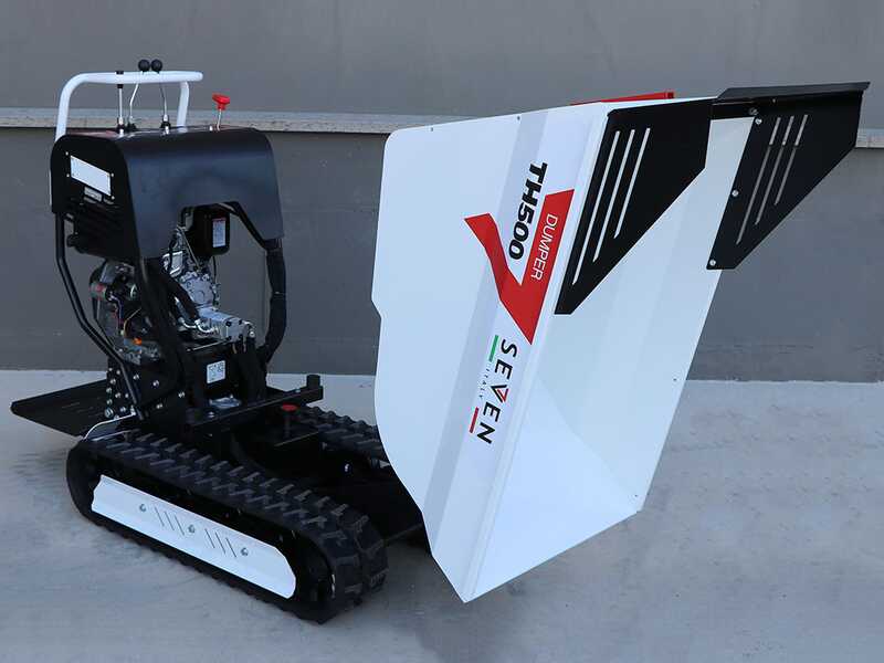Carretilla de orugas di&eacute;sel Seven Italy TH500 KM178-E - Caja dumper hidr&aacute;ulica 500 kg