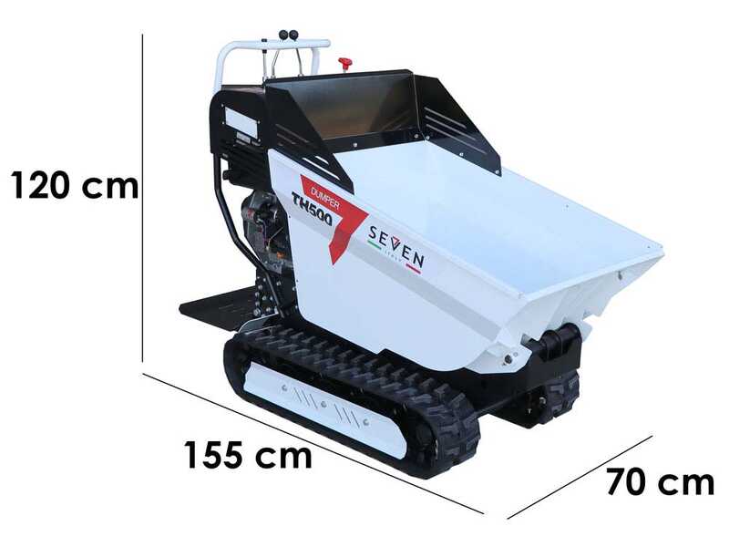Carretilla de orugas di&eacute;sel Seven Italy TH500 KM178-E - Caja dumper hidr&aacute;ulica 500 kg