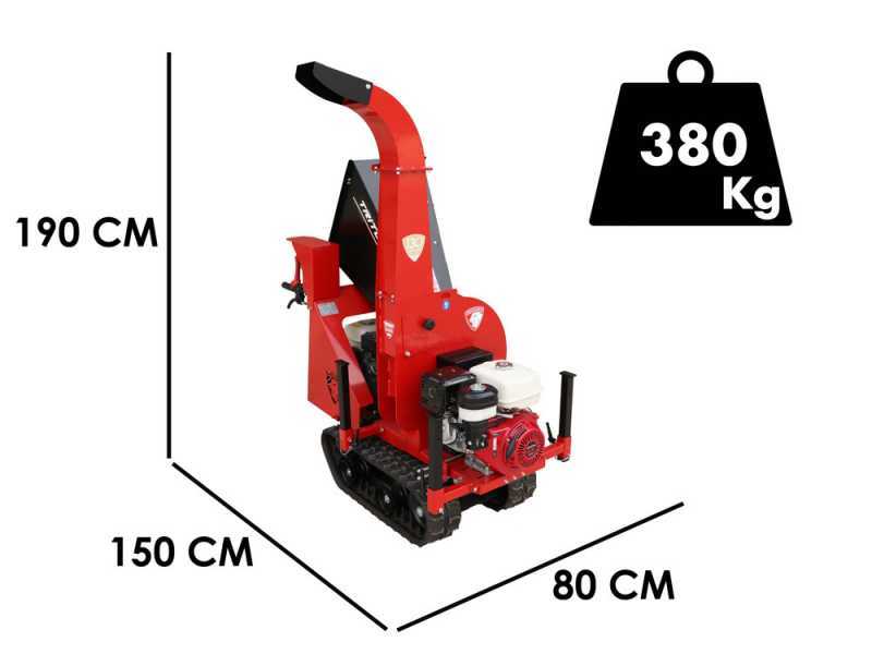 Ceccato Olindo Tritone BIG CINGO - Biotrituradora autopropulsada con orugas en carretilla - Motor Honda GX390