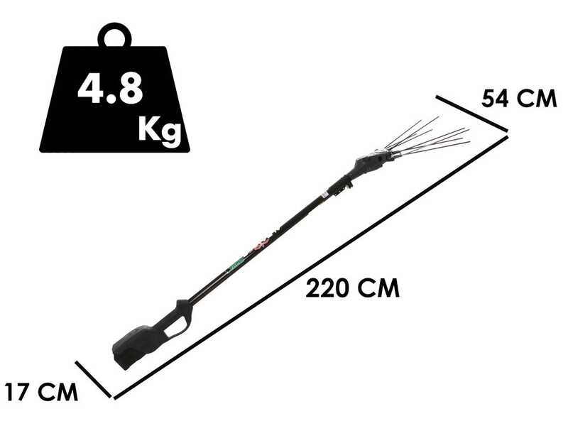 Zanon Albatros PRATIK C/AL 300 - Vareador de aceitunas con bater&iacute;as de litio - P&eacute;rtiga telesc&oacute;pica 220 - 350 cm - 2x (36 V - 5 Ah)