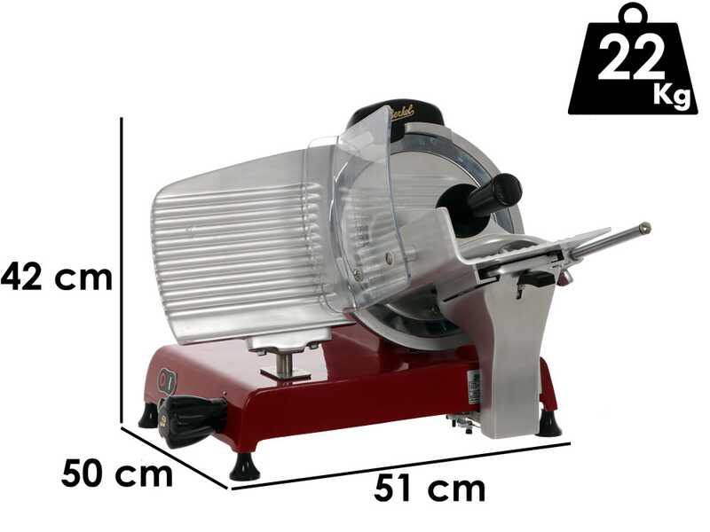 BERKEL Red Line 250 ROJA - Cortadora de fiambre con cuchilla de acero cromado de 250 mm