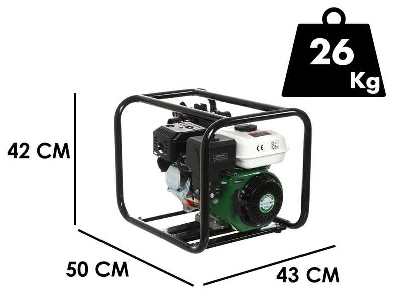 Motobomba de gasolina Greenbay GB-HPWP 50 - Gran altura de elevaci&oacute;n - con racores de 50/40/40 mm