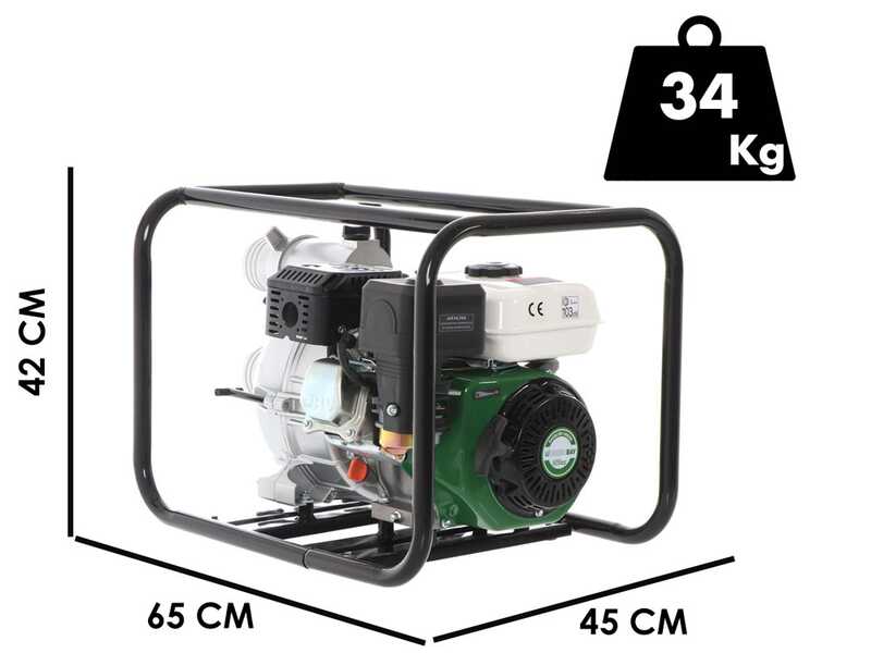Motobomba de gasolina Greenbay GB-TWP 80 - Para agua sucia - con racores de 80 mm