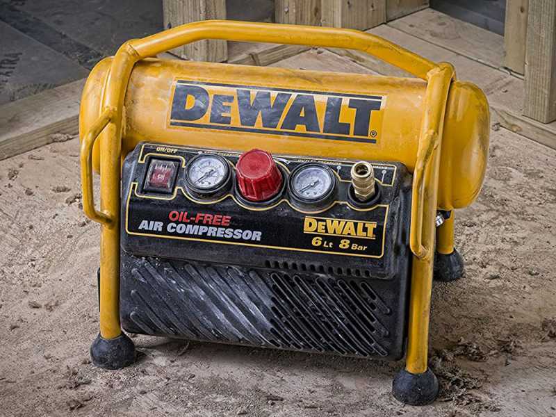 DeWalt DPC6MRC-QS - Compresor de aire el&eacute;ctrico port&aacute;til monof&aacute;sico, sin aceite - Motor 1.5 HP - 6 L
