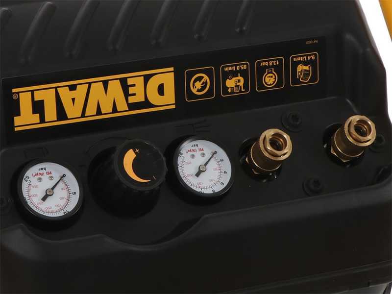 DeWalt DPC10QTC-QS - Compresor de aire el&eacute;ctrico port&aacute;til monof&aacute;sico, sin aceite - Motor 1.5 HP - 9.4 L
