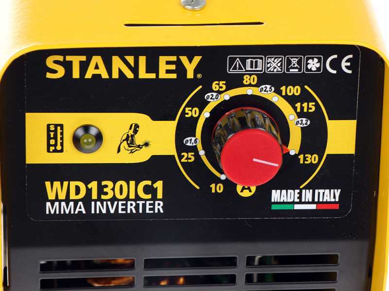 Soldadora inverter con electrodo MMA Stanley WD130IC1 - con Kit MMA - Ciclo 15%@130A