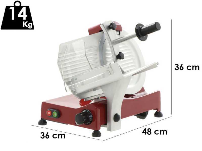 FAC F 250 R Roja -Cortadora de fiambre con cuchilla de 250 mm - Afilador fijo