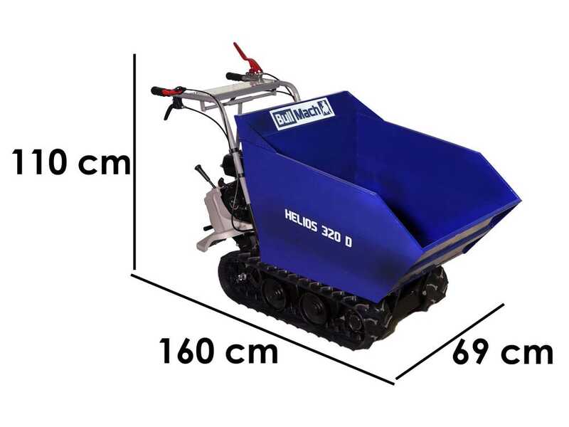 Carretilla de motor con orugas BullMach HELIOS 320 D - Caja dumper manual con capacidad de carga m&aacute;xima de 320 kg