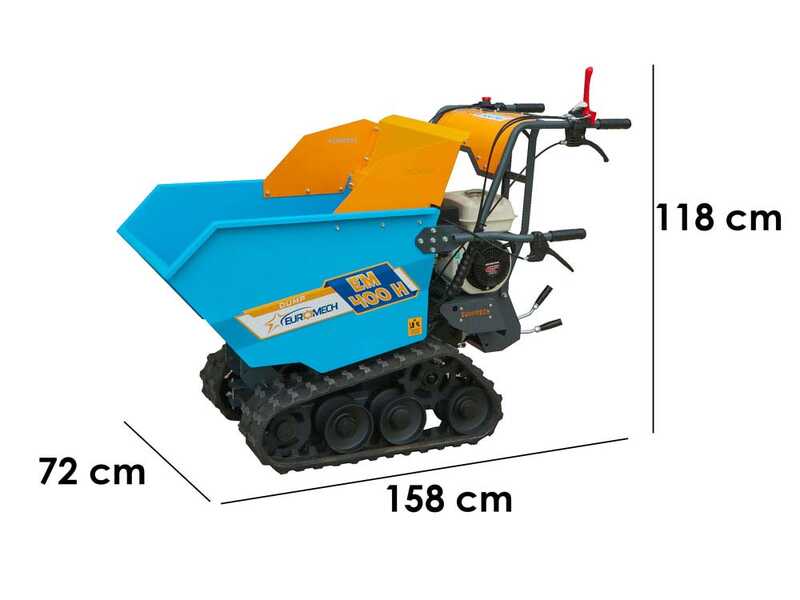 Carretilla de orugas EuroMech EM400H-Dump - Caja dumper con capacidad de 400 Kg