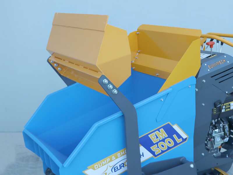 Carretilla de orugas EuroMech EM500L-Dump &amp; Shovel - Caja dumper hidr&aacute;ulica 500 kg con pala