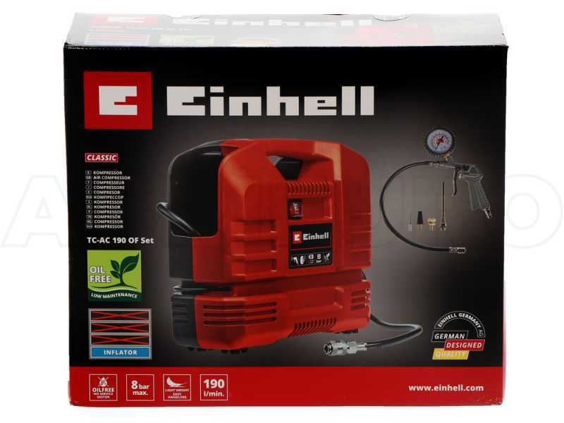 Einhell TC-AC 190 OF - Compresor port&aacute;til para coche  - Set completo