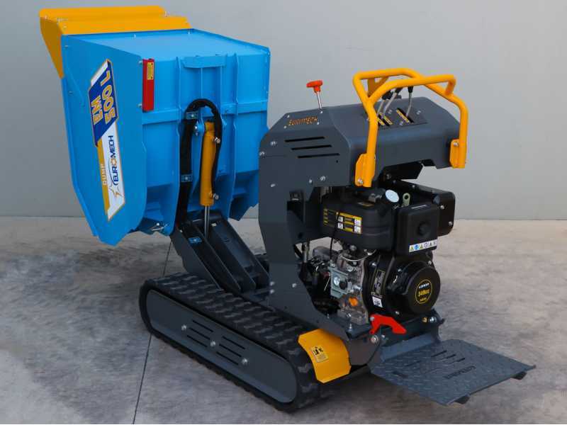 Carretilla de orugas con motor EuroMech EM500L-Dump - Caja dumper hidr&aacute;ulica 500 kg