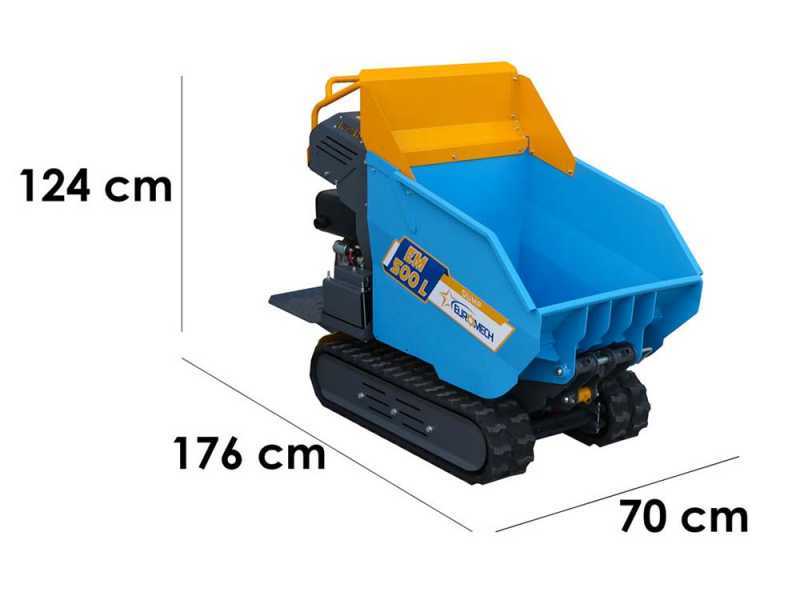 Carretilla de orugas con motor EuroMech EM500L-Dump - Caja dumper hidr&aacute;ulica 500 kg
