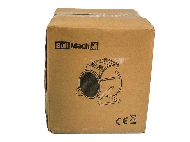 Generador de aire caliente el&eacute;ctrico BullMach BM-EFH 3RC - Elemento que se calienta de cer&aacute;mico - 3 kW