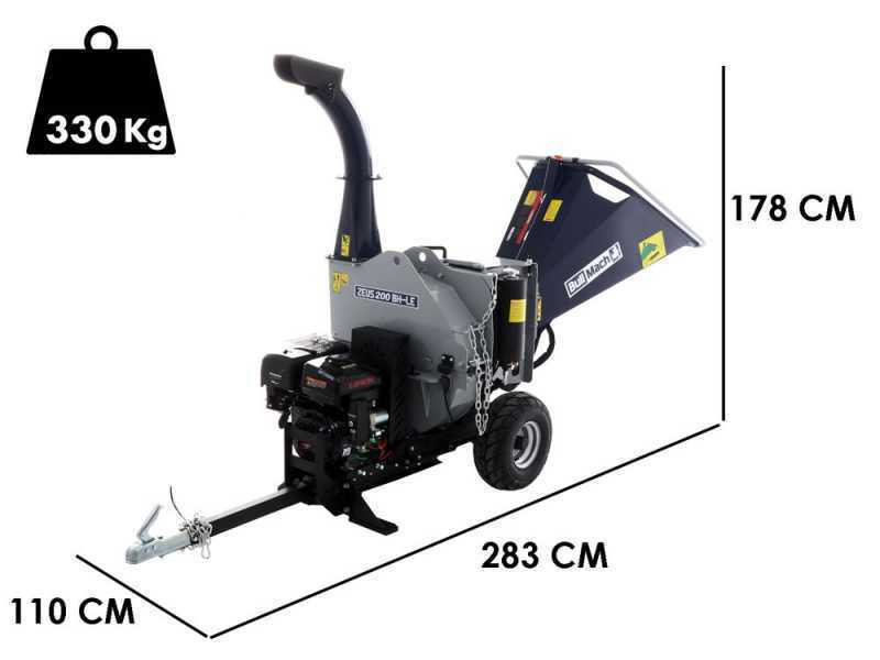 BullMach ZEUS 200 BH-LE - Biotrituradora de gasolina remolcable - Loncin 420cc con arranque el&eacute;ctrico