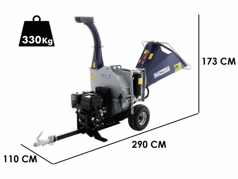 BullMach ZEUS 200 BH-BSE - Biotrituradora de gasolina remolcable - B&amp;S XR2100 con arranque el&eacute;ctrico