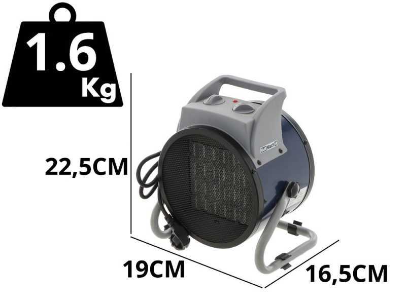 BullMach BM-EFH 2RC - Generador de aire caliente el&eacute;ctrico - Elemento calentador de cer&aacute;mica - 2 kW