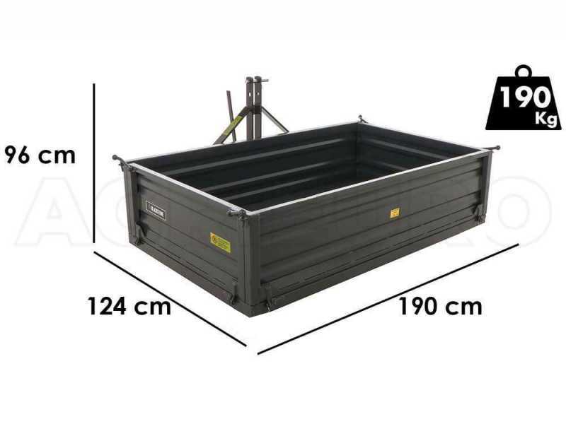 Caj&oacute;n de transporte para tractor Blackstone B-TB 180  - Basculante - 3 laterales abatibles