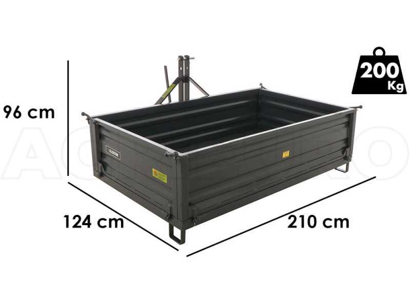 Caj&oacute;n de transporte para tractor Blackstone B-TB 200 - Basculante - 3 laterales abatibles