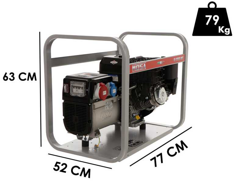MOSA GE 8000 BBT - Generador de corriente a gasolina 6.4 kW - Continua 5.6 kW Trif&aacute;sico - Motor B&amp;S XR2100
