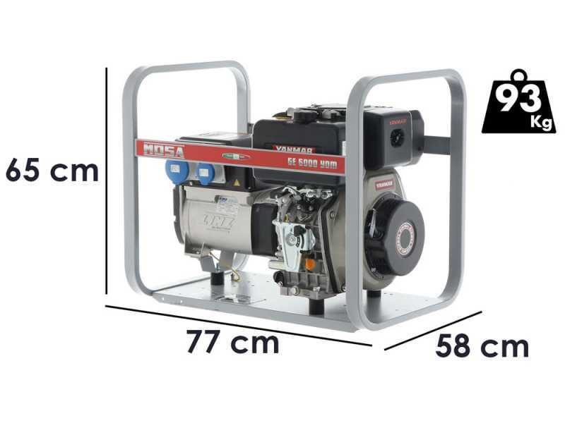 MOSA GE 6000 YDM - Generador de corriente di&eacute;sel 5.1 kW - Continua 4.5 kW Monof&aacute;sica