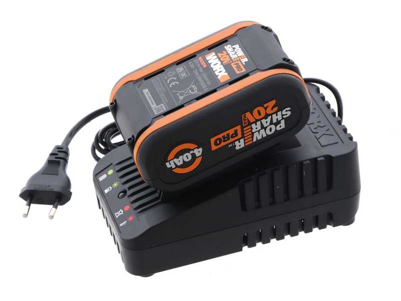 Worx WG441E - Limpiador para exteriores de bater&iacute;a - Bater&iacute;a de 20V - 4 Ah - 2 cepillos incluidos